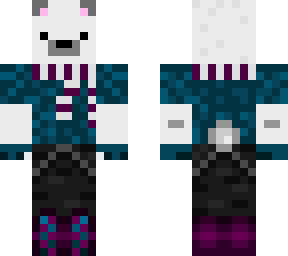 polar bear, cyan t-shirt, purple scarf