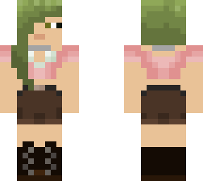 green hair person with brown shorts