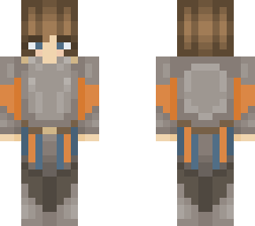 orange and blue armor