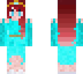red hair with teal dress
