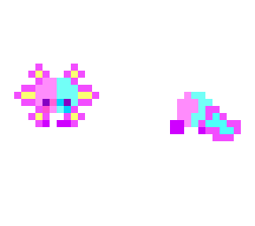 split pink and blue axolotl skin
