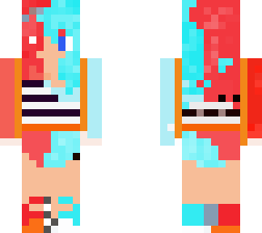 blue, red hair girl inmate dungaree