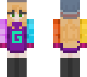 blonde girl with karl hoodie and quackity beanie