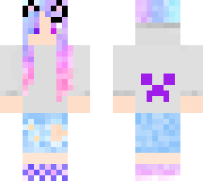 cute pastel girl with ears and creeper hoodie