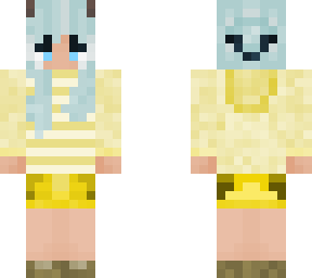 blue haired girl in yellow hoodie