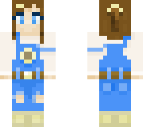 girl with flower overalls.