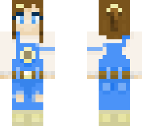 girl with flower overalls.