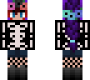 purple french braid w/ skeleton hoodie