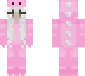 white hairded gurl in a dinausor suit
