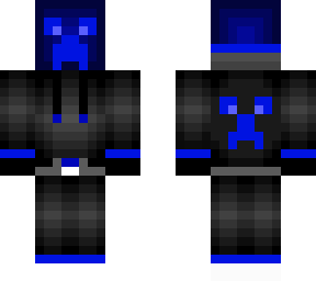 blue creeper with headphones and hoodie