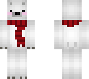 polar bear blushing with a scarf on