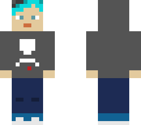 dude with blue hair and hoodie