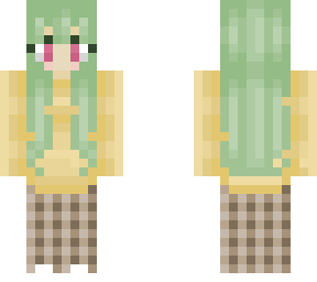 random color picker skin girl green hair pink eyes yellow hoodie (updated)
