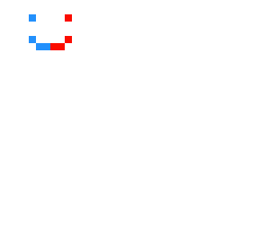 smiley but red and blue