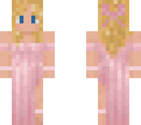 blonde girl with flowing dress and hair bow
