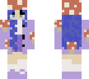 purple blue eyed mushroom girl with blue hair