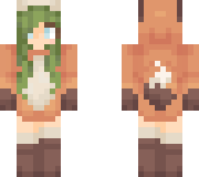 fox onesie with brown sock's and green hair (fixed the red)