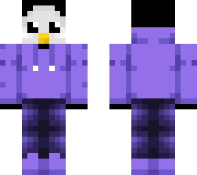 penguin w/ daisy headphones and purple hoodie