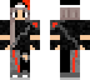 gangster girl in red and black with prothese