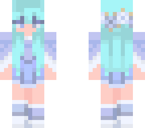 teal hair purple outfit