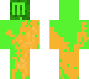 green and orange  man with face