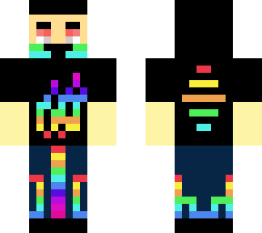 black tshirt with rainbow design