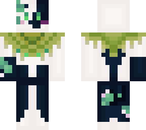 cartoony white & black cat with green vines