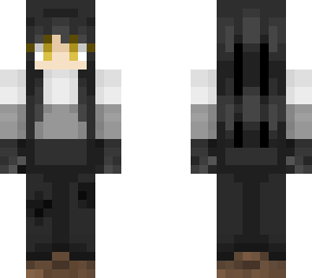 black haired girl in striped sweater
