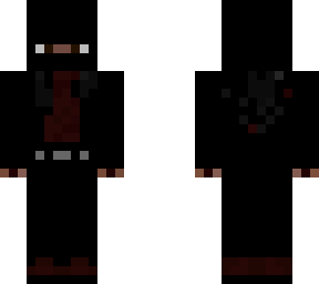 goth red / black outfit with black beanie and mask
