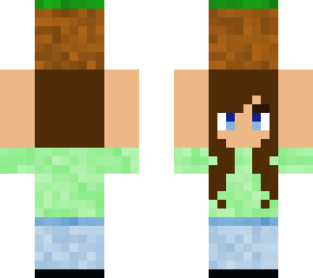 girl carrying grass block