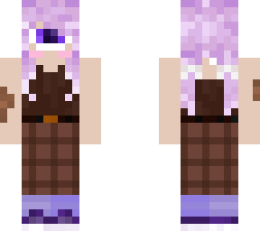 purple cyclops girl with brown plaid skirt v2