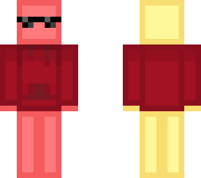 pastel red guy wearing a crimson red hoodie/jumper