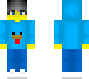 male - chicken hoodie - blue jeans - white shoes