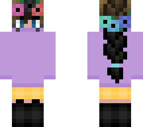 brown to black french braid w/ purple oversized sweatshirt