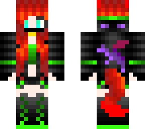 lycan girl in green, with purple dragon on back