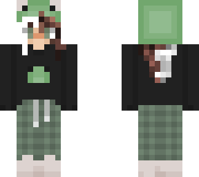 froggie jammies and hoodie, female split die hair (whie and brown)