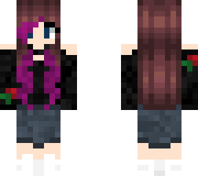 everyday outfit with all purple hair streaks.