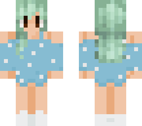 blue dot dress girl