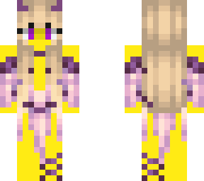 female - demon dress - purple horns - purple eyes