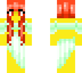 female - light lime dress - red hair