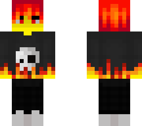 male - fire hair - fire outfit - skull