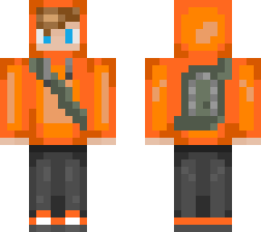 orange backpack man