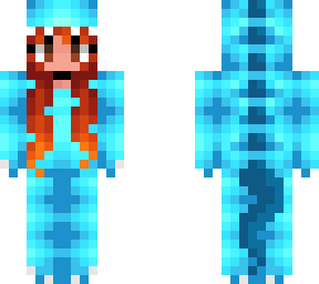 redhead girl in blue dino onesie