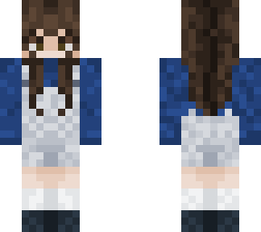 blue sweater + white overalls