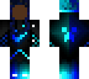 (all the credit to haqzap)v2 blue gamer with glowing creeper with long hair(h