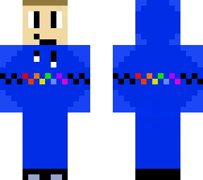 rainbow on blue hoodie