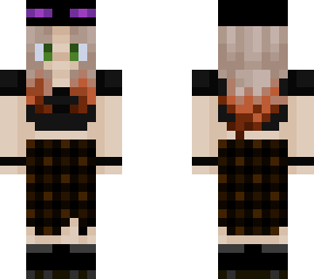 blonde orange ombre hair checkered skirt