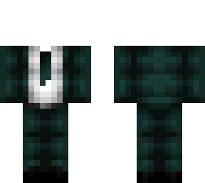 ob - dark pine green & white suit & tie