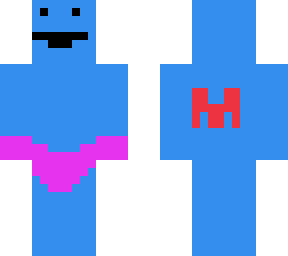 blue in pink bikini with vikingings beard