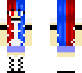 half blue half red hair girl